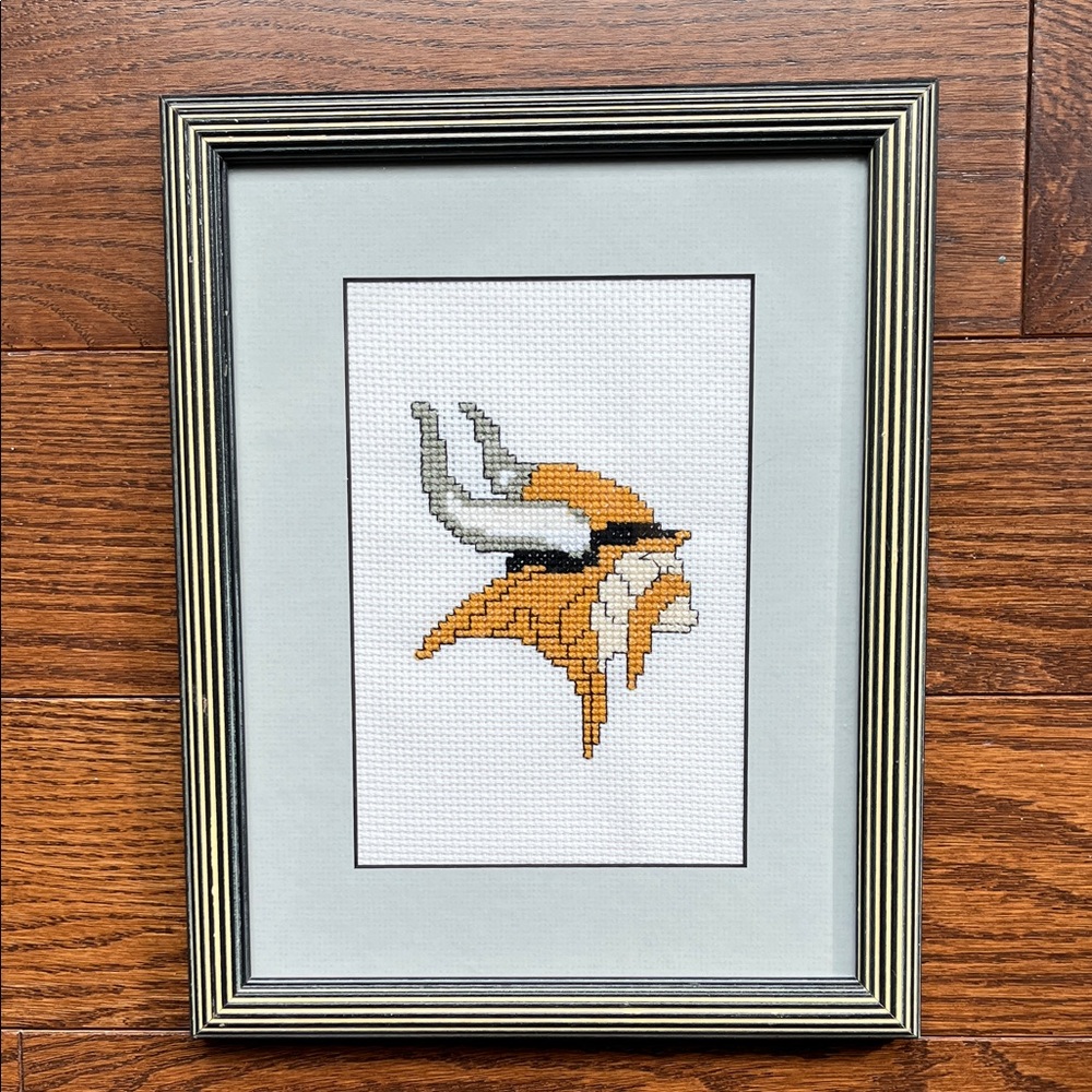 Framed Viking Cross-Stitch Art